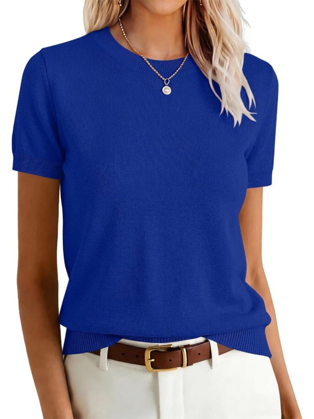 Cozy Women's Short Sleeve Wool Blend Sweater - Perfect for Layering & Style
